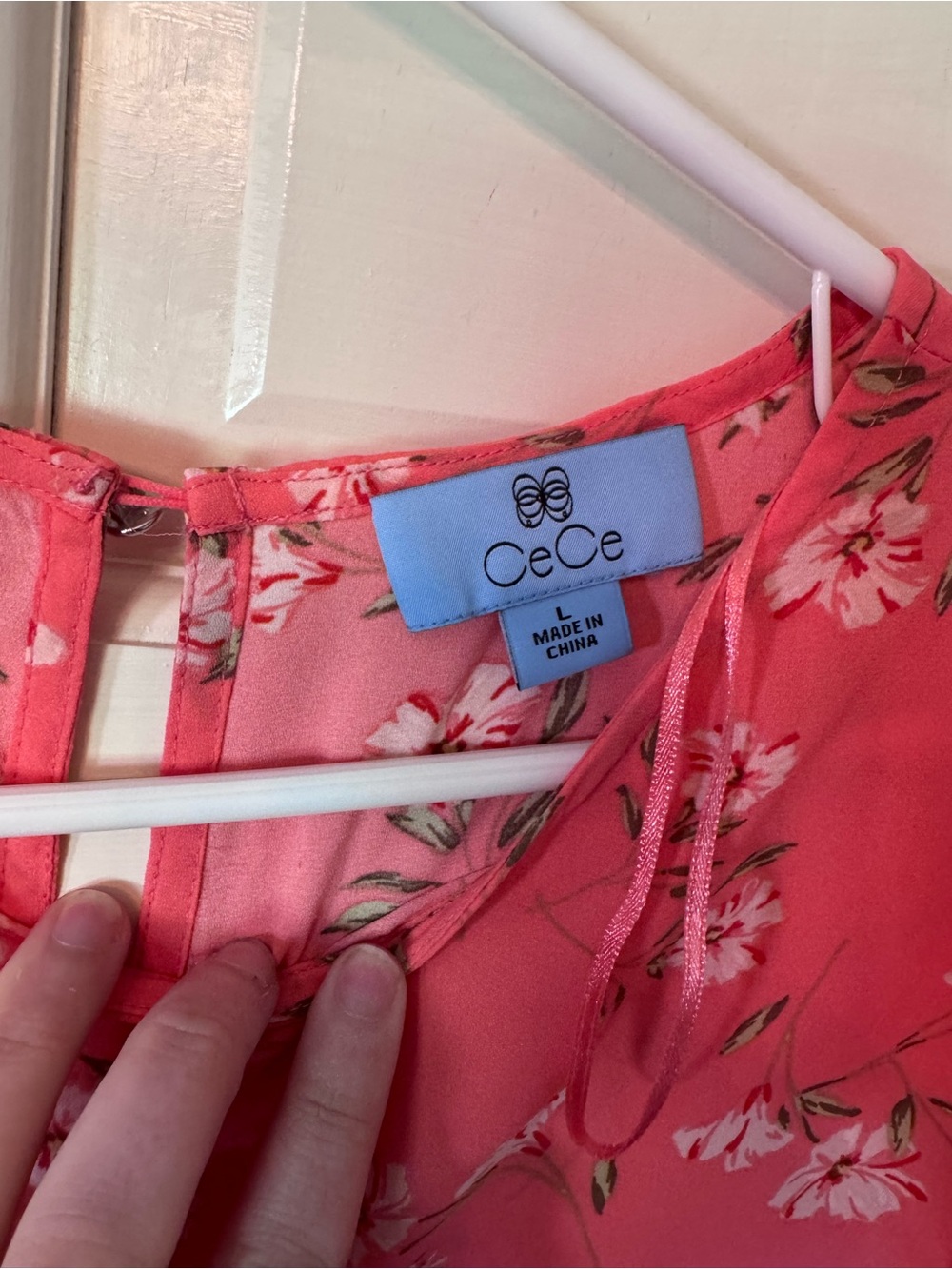 CeCe Coral Pink Floral Long-Sleeve Blouse - Picture 4 of 4